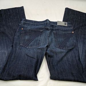 7 For All Mankind DOJO Flare Denim Jeans Dark Blue